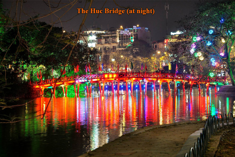 The Huc bridge (at night) in Hanoi